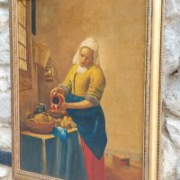 Маслена картина/Млекарката-Ян Вермеер,1658(старо копие)/, снимка 5 - Картини - 37879226