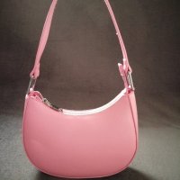 Малка дамска кожена чанта за рамо в розов цвят, снимка 7 - Чанти - 43733574