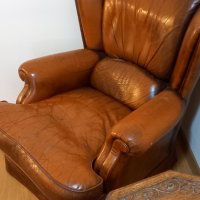 Ретро кресло от естествена кожа , снимка 1 - Дивани и мека мебел - 43243962