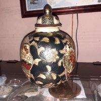 Сатцума Satsuma стара ваза буркан порцелан маркиран, снимка 4 - Антикварни и старинни предмети - 43170975