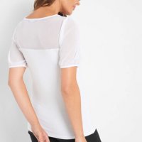КРАСИВА бяла блуза с тюл над бюста и при ръкавите, снимка 2 - Тениски - 37726431