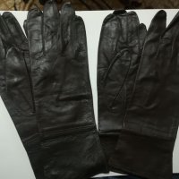 Дълги тъмно кафяви дамски ръкавици естествена кожа, снимка 4 - Ръкавици - 27462100