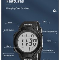 Нов мъжки електронен часовник, водоустойчив 30м-40 лв, снимка 3 - Водоустойчиви - 40643009