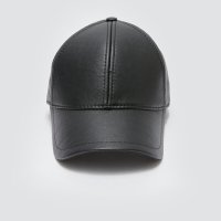 Унисекс кожена шапка с козирка в черен цвят, снимка 3 - Шапки - 43554075