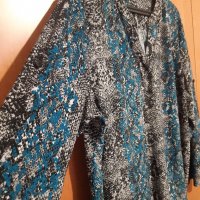2-3-4XL Прекрасна блуза- ризка с животински принт в петролен-черен-сив цвят,с регулиране на ръкавите, снимка 4 - Ризи - 35293250