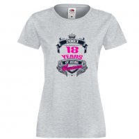 Дамска тениска 18 years of being awesome - pink, снимка 4 - Тениски - 33212544