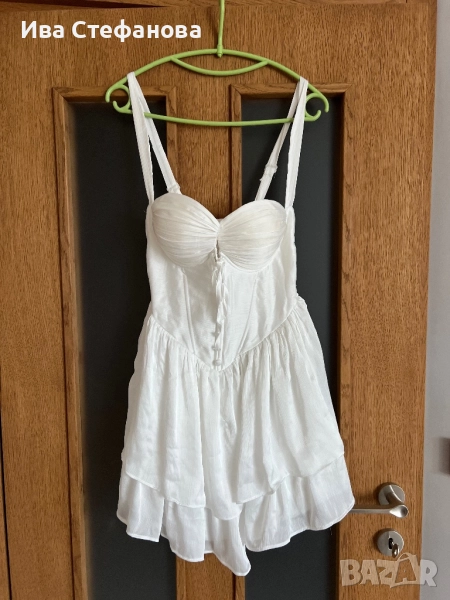 Елегантна разкошна бяла парти коктейлна официална женствена кукленска рокля тип корсет , снимка 1