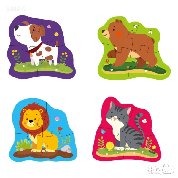Бебешки пъзел с 4 животни (16 части) S_1220421, снимка 1