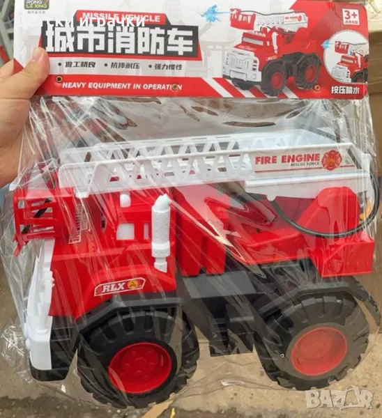 Пожарен камион с кран 40см, пръска вода, снимка 1