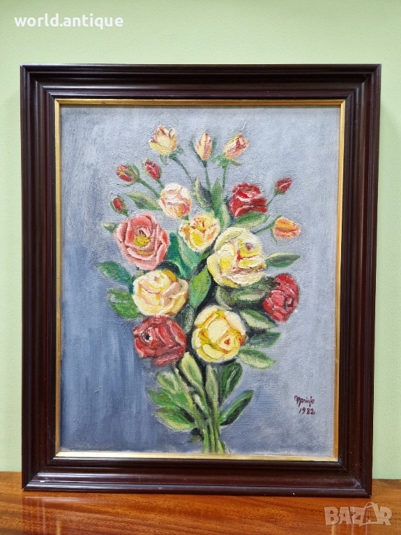 Чудесна антикварна майсторска авторска картина масло върху платно , снимка 1