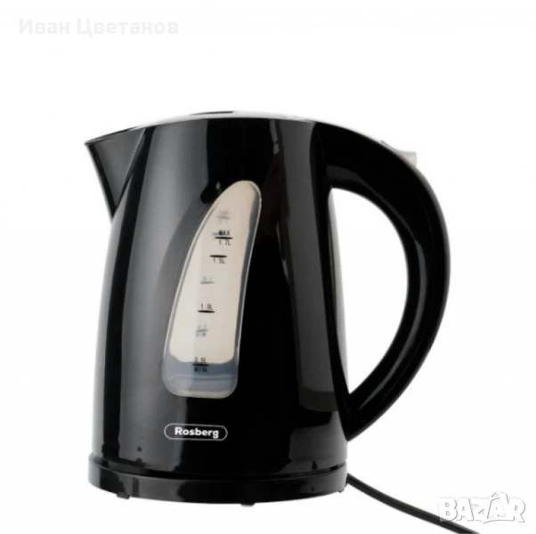 Електрическа кана Rosberg, 2200W, 1.7л., 2 ГОДИНИ ГАРАНЦИЯ, снимка 1