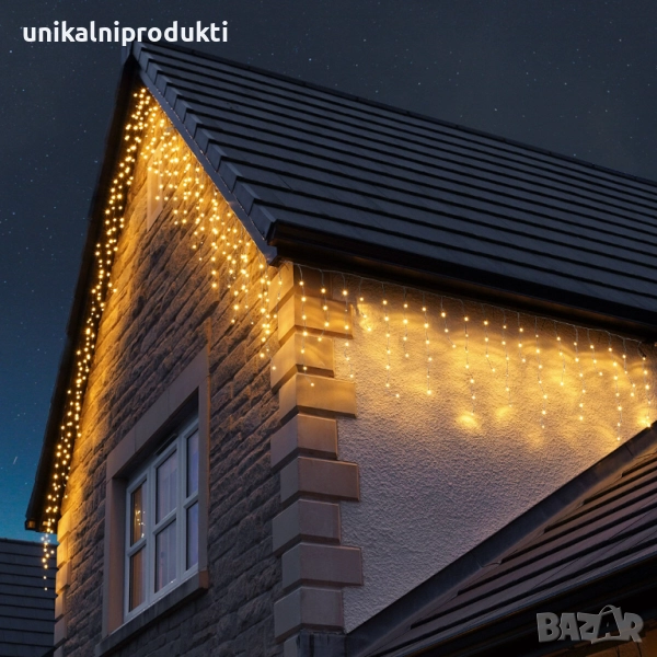 Външни коледни лампички завеса 4м 240 диода с гръмотевичен флаш ефект, снимка 1