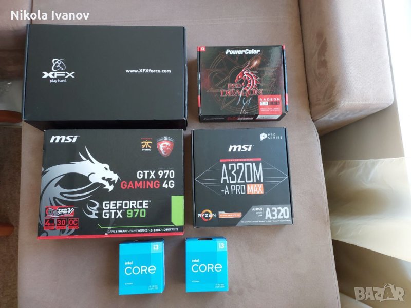 Кутия от видеокарта/дънна платка/процесор intel core i3 10105, rx 550, xfx, a320m, gtx 970, снимка 1