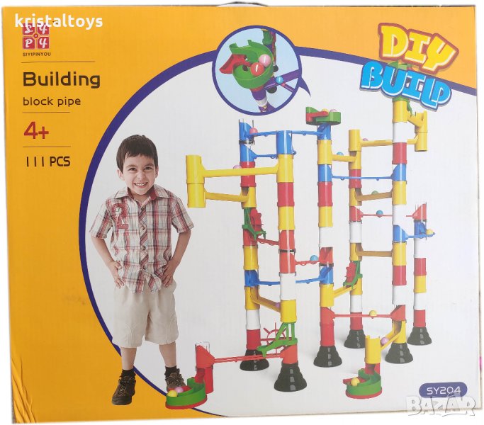 Детски конструктор игра Писта с топчета със 111 части, снимка 1
