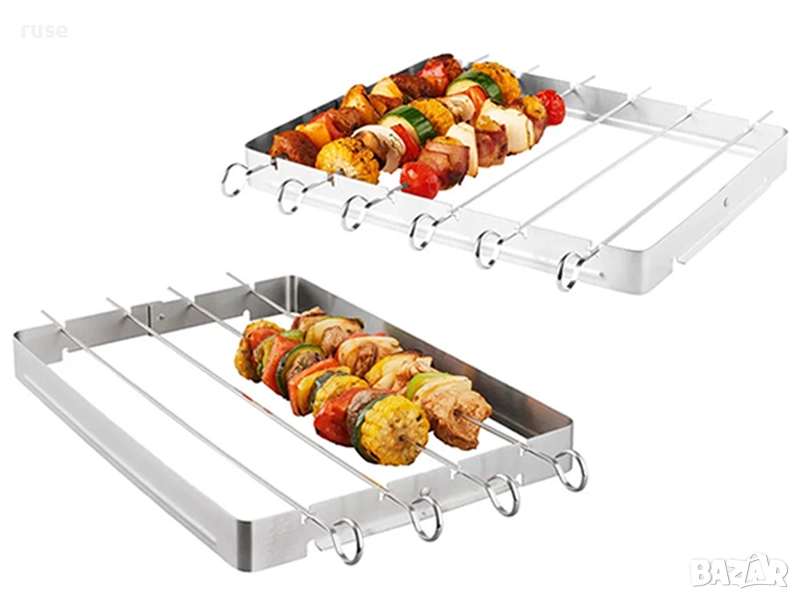 НОВИ! Дълги шишове за грил с поставка, снимка 1