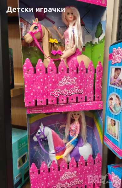 Кукла Барби Жокей, кон с грива за прически, детски комплект за игра, снимка 1