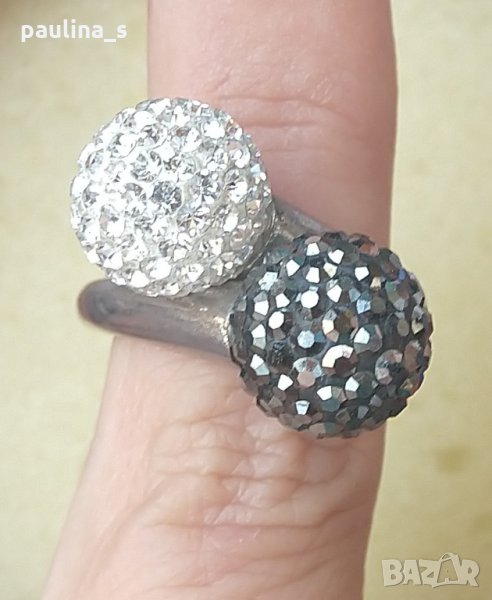 Сребърен пръстен с камъни "Swarovski" проба 925 , снимка 1