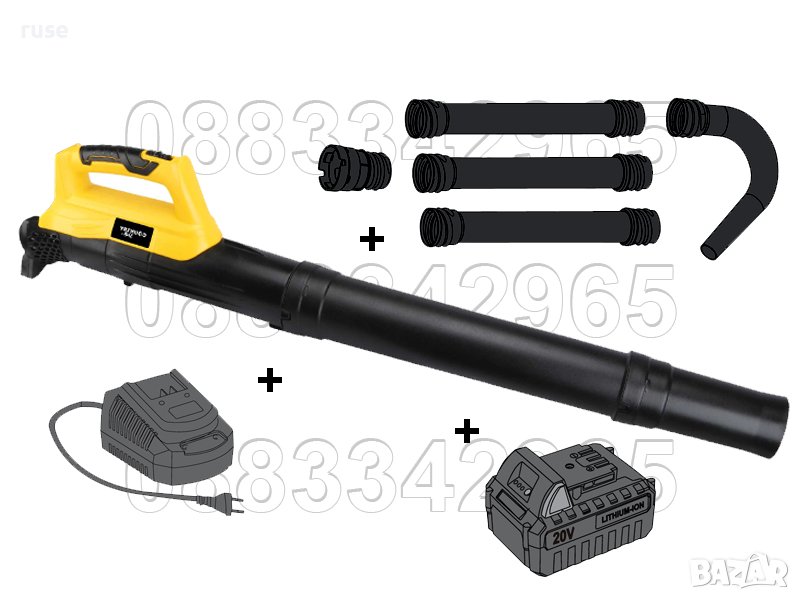 НОВИ! Акумулаторна духалка за листа с батерия SAMSUNG 3.0Ah зарядно и удължения до 220см, снимка 1