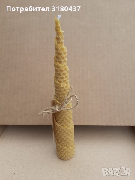 Навита восъчна свещ, дълга, тип "Елхичка", снимка 1