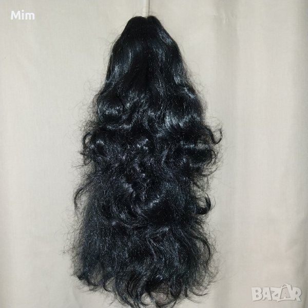  50 см Черна ,къдрава опашка / Екстейшан /с шнола , снимка 1