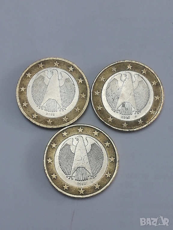 лот 1 евро-Германия от 2002 г. букви-A;F;J, снимка 1