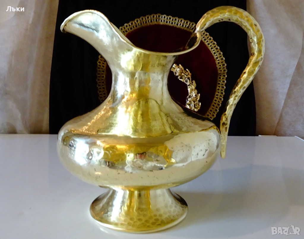 Царска бронзова кана за вино 3 л.,позлата. , снимка 1