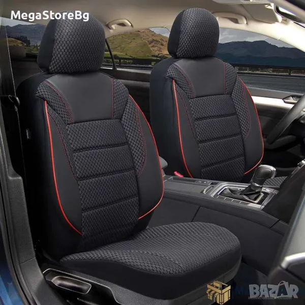 Тапицерия за автомобил, кола, седалки 1181 класико черно / червено, снимка 1