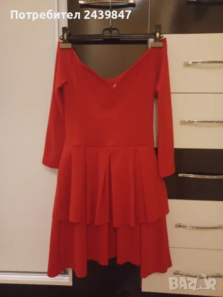 Елегантна червена рокля, снимка 1