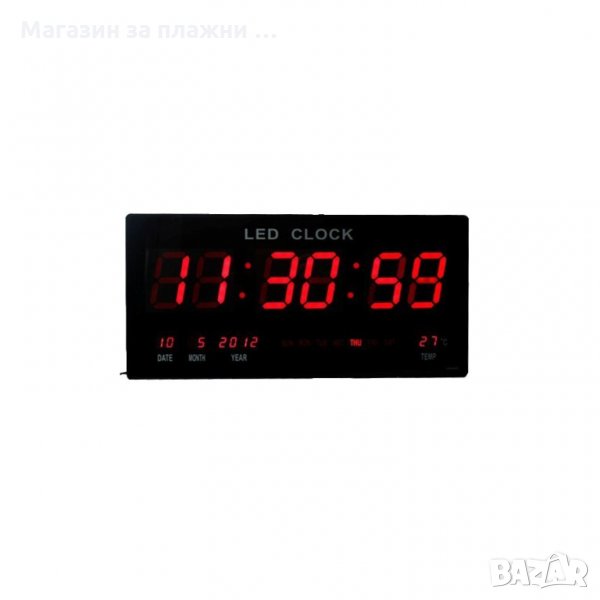 Дигитален, диоден, стенен, LED часовник, вътрешен монтаж, с термометър   код 4622, снимка 1