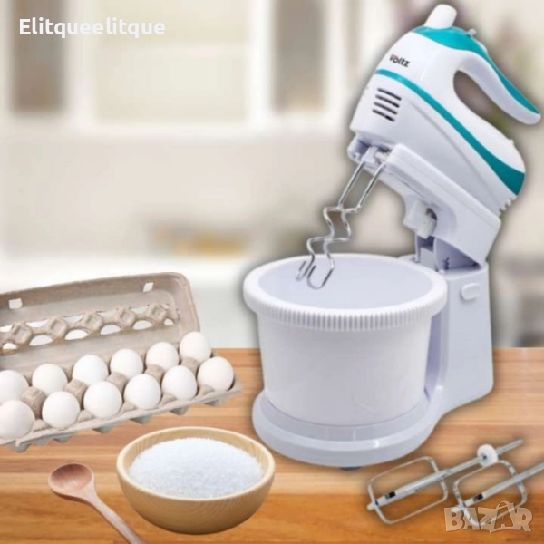Миксер с купа, 500W, 5 скорости, Бял/ Син, снимка 1
