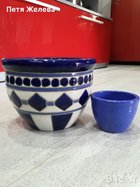 Сини керамични кашпи /немски, снимка 1