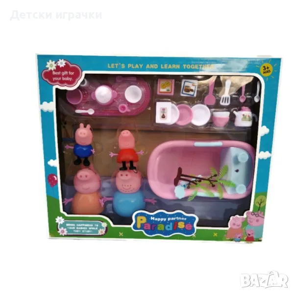 Комплект Пепа Пиг и семейство с вана и аксесоари, снимка 1