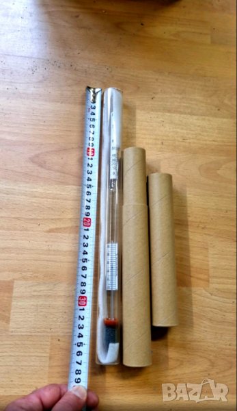 Спиртомер голям 36 см за ракия с колба термометър и таблица, снимка 1