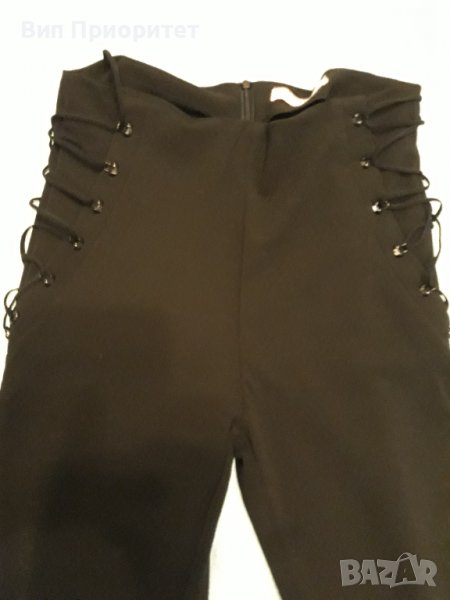 Черен панталон Showdy, висока талия ,скъп , с плетени връвки странично , ефектен модел , дъръг панта, снимка 1