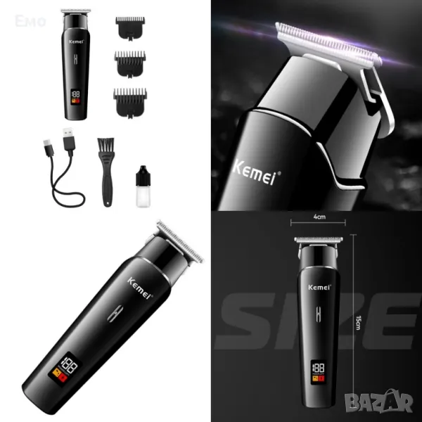Безжична машинка за подстригване Kemei с LED дисплей, снимка 1