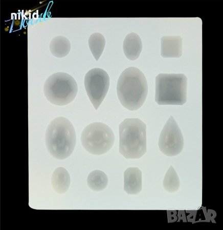 Капки елипс кръг квадрат релефни камъни диаманти силиконов молд форма фондан смола бижу шоколад и др, снимка 1