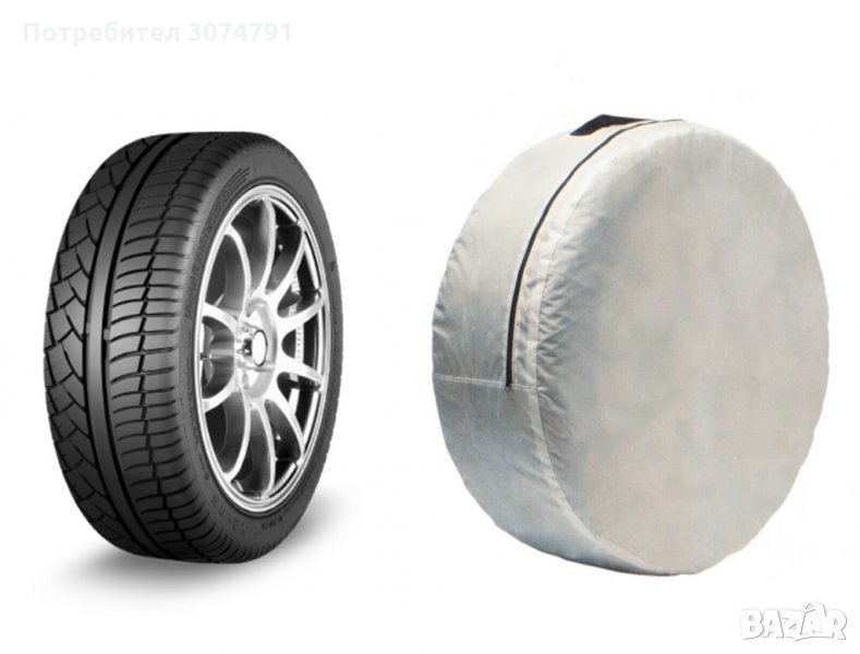 Сив Калъф за Съхранение на Автомобилни Гуми 14" 15" 16" Резервна Гума, снимка 1