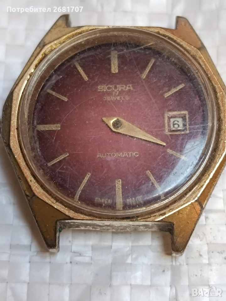 позлатен мъжки часовник Sicura, снимка 1