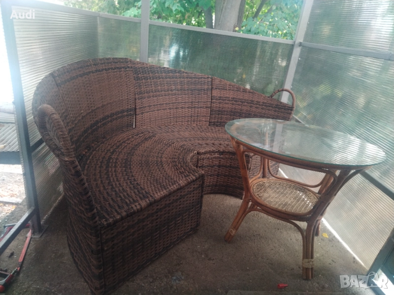Комплект градински мебели от изкуствен  ратан - Маса и канапе Размери на канапето Широчина 185см Вис, снимка 1