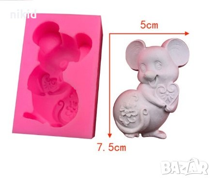3D Мишка Мишле със сърце калъп силиконов молд форма за фондан украса декорация сапун гипс шоколад, снимка 1