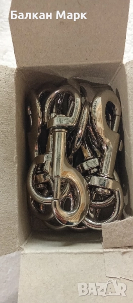 Карабинери с вирбел за повод на куче – полирана неръждаема стомана, 8.5 см (5бр. опаковка), снимка 1