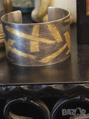 Авторска гривна уникат сребро и злато на Stella Deligianni, снимка 2 - Гривни - 50487791