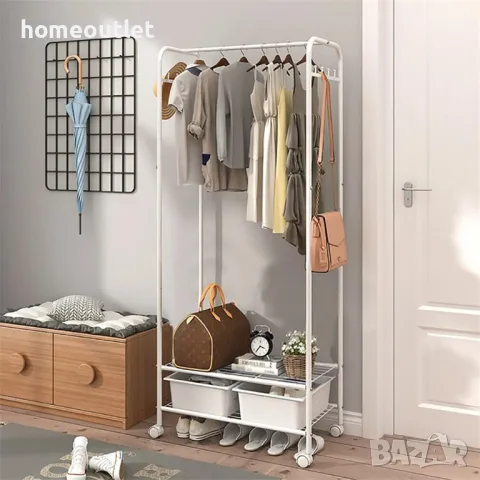 ПРОМОЦИЯ Мобилна стойка за дрехи с метална конструкция JJ-ZY188, снимка 3 - Закачалки - 48850488