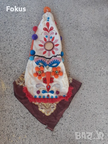 Стара шарена кукерска маска носия фолклор, снимка 6 - Антикварни и старинни предмети - 53291522