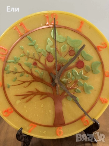 Ръчно изработен часовник - дървото на живота, с луминисцентни цифри, снимка 5 - Стенни часовници - 52954595