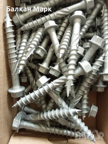 Винт, винтове за дърво 8x65,TORX,шайба,връх 17, цинк-ламелно покр., торнадо 50бр