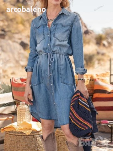 Дамска класическа дънкова рокля , снимка 2 - Рокли - 43468073