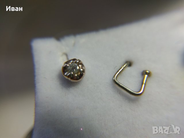     Златни обеци с диаманти, снимка 3 - Обеци - 26549753