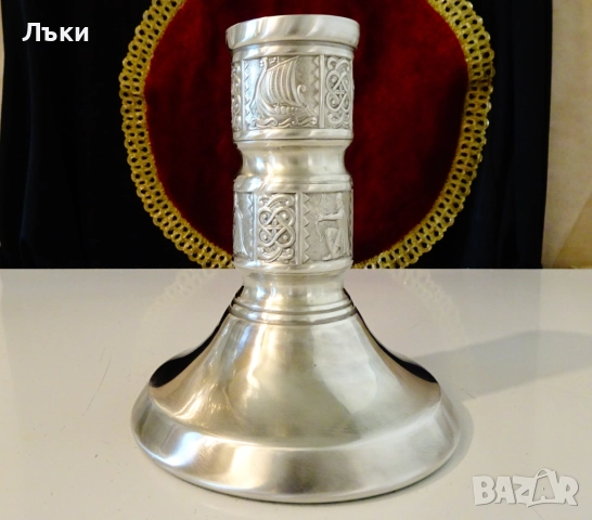 Калаен свещник,Викинги,драконов кораб Драккар,Норвегия. , снимка 2 - Антикварни и старинни предмети - 52068161