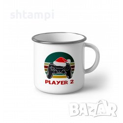 Метално Емайлирано Канче За Геймъри Player 1 Player 2 , снимка 2 - Други - 37107632